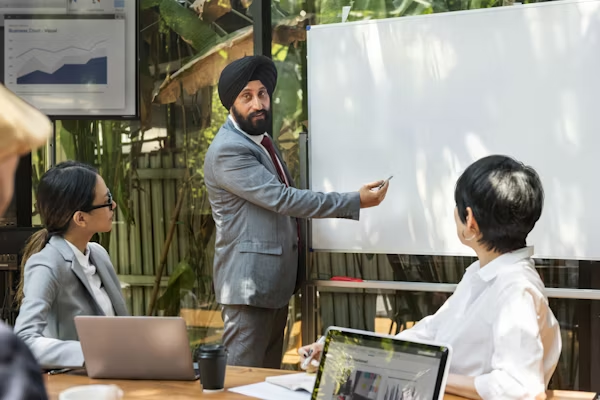 Startup team analyzing marketing strategy